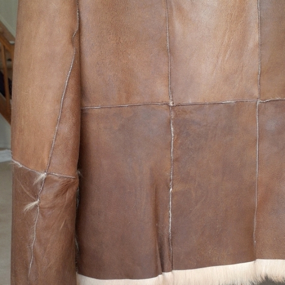 Womens "cache"vintage Leather patch & rabbit fur jacket,NEW, beautiful peice,XS - Picture 10 of 14